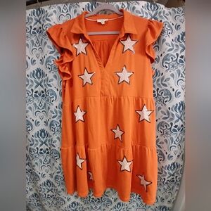 Umgee Orange Dress with Star Accents